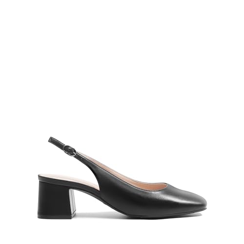Women's Low Chunky Heels Slingback Square Toe Block Dress Shoes Closed Toe Comfortable Wedding Work Pumps