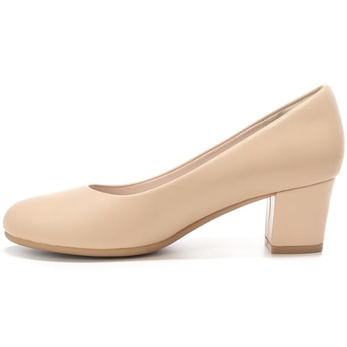 2 inch Low Block Heel Pumps for Women Round Closed Toe Chunky Heels Comfortable Dress Shoes Office Work Formal