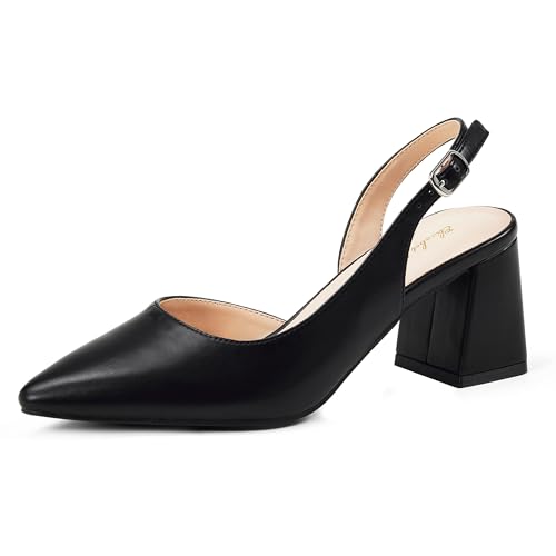 Women's Pumps Slingback 2 Inches Block Chunky Heels with Closed Pointed Toe Thick Low Pumps Wedding Party Prom Dating Casual