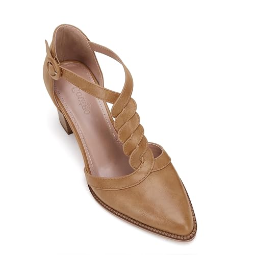 Womens Block Chunky Heels T Strap Dress Shoes Closed Toe Stacked Heeled Pumps Sandals