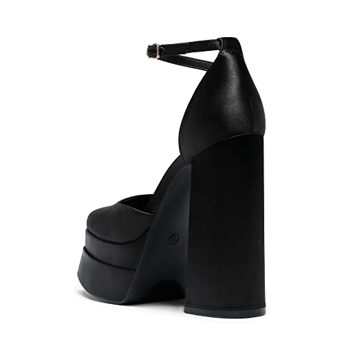 Women’s High Chunky Platform Closed Toe Block Heels Square Toe Ankle Strap Dress Wedding Party Pumps Shoes Aurelia