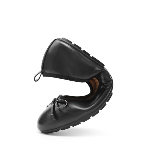 Women's Flats, Foldable Ballet Flats for Women, Bowknot Round Toe Comfort Light Weight Slip-On Dress Shoes