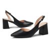 Women's Pumps Slingback 2 Inches Block Chunky Heels with Closed Pointed Toe Thick Low Pumps Wedding Party Prom Dating Casual