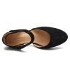 Women's Ankle Strap Cut Out Closed Toe Low Block Heels Pumps Retro Shoes Hook and Loop D'Orsay Comfortable Vintage Dressy