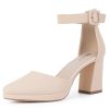 IN3 Womens Closed Toe Heels Chunky Block Platform Pumps Pointed Toe Ankle Strap Dress Shoes for Women Comfortable Wedding Short