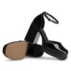 Women Chunky High Heels: Comfortable Ankle Strap Platform Pumps, Dress Wedding Shoes Party Bridal Graduation Pumps Black White