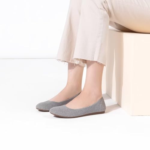 Women’s Ballet Flat Shoes Knit Dress Shoes Round Toe Slip On Ballerina Flats for Woman Low Wedge Comfort Soft