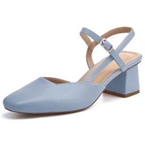 Women's Slingback Chunky Low Heels Closed Square Toe Heel Wedding Party Dress Pumps Shoes