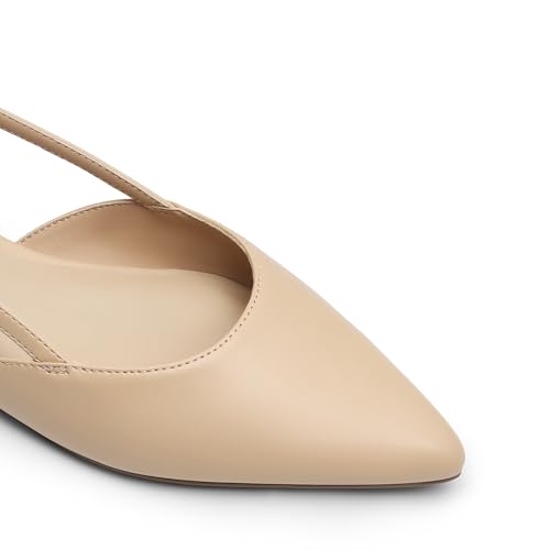 Slingback Flats for Women, Pointed-Toe Elegant Women's Ballet Flats with Buckle Strap, Classic Low Heel Dress Shoes for Casual