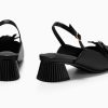 Womens Slingback Chunky Heels Flower Closed Square Toe Pumps Work Dress Shoes