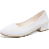 Women’s Low Block Chunky Heels Pumps Ladies Elegant Closed Round Toe Pumps Shoes Low Platform Office Pumps Shoes