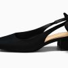 Womens Chunky Low Heels Bow Slingback Pumps Closed Square Toe Wedding Party Dress Shoes