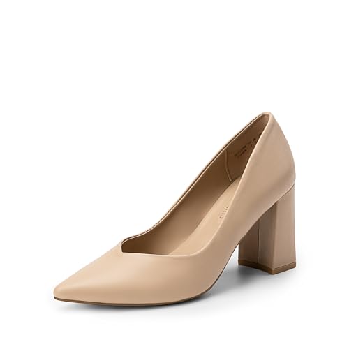 Women’s High Chunky Closed Toe Block Heels Pointed Toe Wedding Party Elegant Slip On Pumps Shoes