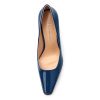 Womens High Heels,Patent Closed Square Toe Slip on Chunky Block Pumps,Elegant Heels,Daily Wedding Party Dress Shoes 3.5IN
