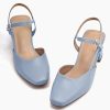 Women's Slingback Chunky Low Heels Closed Square Toe Heel Wedding Party Dress Pumps Shoes