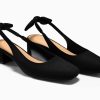 Womens Chunky Low Heels Bow Slingback Pumps Closed Square Toe Wedding Party Dress Shoes