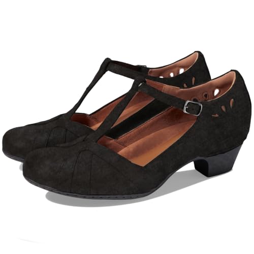 Women Vintage Low Heel Mary Jane Oxford Shoes Round Closed Toe Ankle T-Strap Dress Sandals Chunky Block Heels Cutout Mary Jane