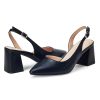 Women's Pumps Slingback 2 Inches Block Chunky Heels with Closed Pointed Toe Thick Low Pumps Wedding Party Prom Dating Casual