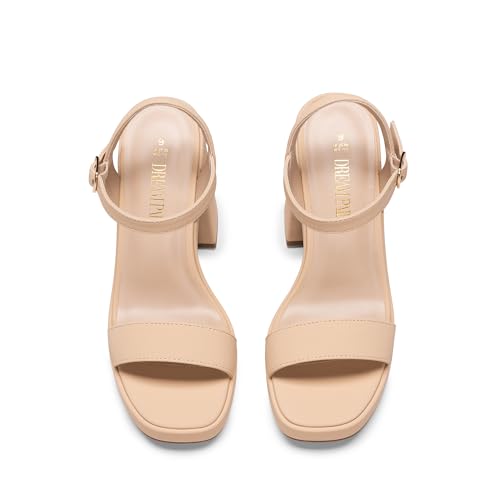 Heels for Women Block Chunky Platform High Heels Open Toe GISELLE Fashion Wedding Party Evening Prom Dance Ankle Strap Dress