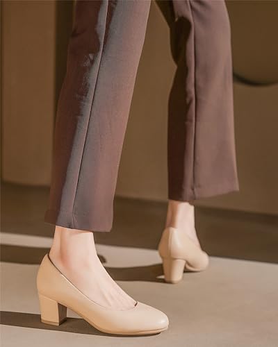 2 inch Low Block Heel Pumps for Women Round Closed Toe Chunky Heels Comfortable Dress Shoes Office Work Formal
