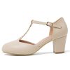 Womens T Strap Mary Jane Shoes Chunky Block Heel Ankle Strap Buckle Dress Pumps