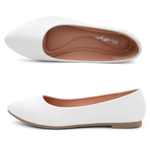 Pointed Toe Flats for Women – Slip-On Dressy Ballet Flats with Memory Foam | Lightweight Comfortable Business Casual Shoes for