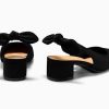 Womens Chunky Low Heels Bow Slingback Pumps Closed Square Toe Wedding Party Dress Shoes