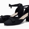 Womens Chunky Low Heels Bow Closed Toe Ankle Strap Pumps Elegant Wedding Party Dress Shoes