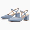 Women's Slingback Chunky Low Heels Closed Square Toe Heel Wedding Party Dress Pumps Shoes