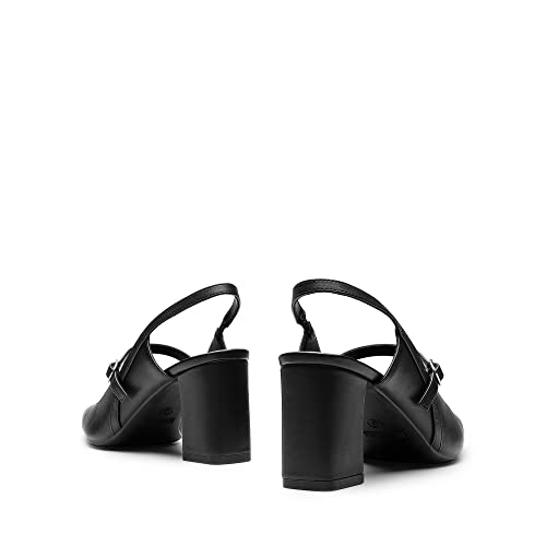 Women's Closed Toe Chunky High Heels Mary Jane Block Square Toe Slingback Strappy Dress Work Pumps Shoes