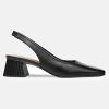 Women's Slingback Low Chunky Heels Pumps Closed Square Toe Block Heel Slip On Party Dress Work Shoes