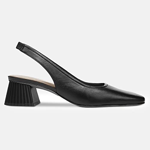 Women's Slingback Low Chunky Heels Pumps Closed Square Toe Block Heel Slip On Party Dress Work Shoes