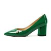 Women's Chunky Block Heel Pumps Pointed Toe Slip On Chunky Mid Heels Ladies Work Office Dress Shoes 2.5 Inches