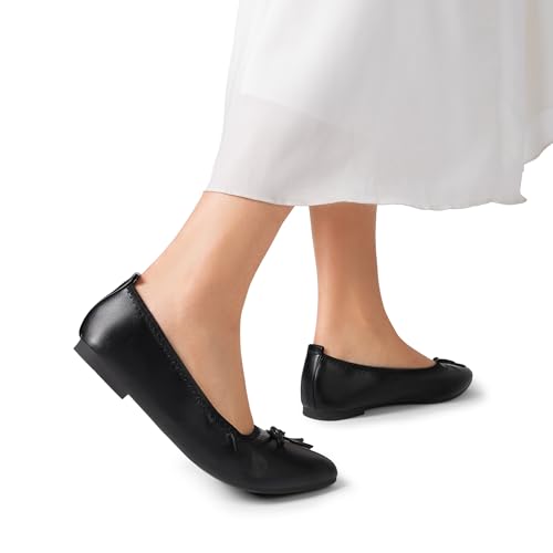 Women's Foldable Flats Shoes Pointed Toe Ballet Flats Bowknot Comfort Slip on Dress Shoes