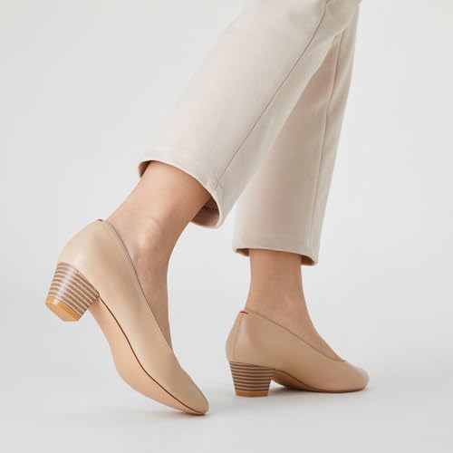 Low Black Nude Blue Red Heels for Women Closed Round Toe Chunky Block 1.8 Inch Women's Heels Pumps Comfortable Dressy Work