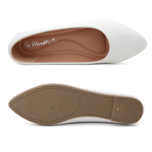 Pointed Toe Flats for Women – Slip-On Dressy Ballet Flats with Memory Foam | Lightweight Comfortable Business Casual Shoes for
