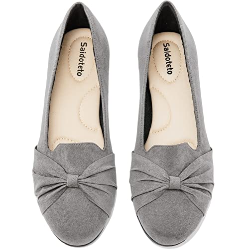 Women's Ballet Flats, Comfortable Round Toe Slip On Flat Shoes Classic Suede Office Dress Shoes for Work