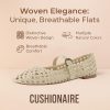 Weston Women’s Hand Woven Dressy Ballet Flats – Faux Leather Mary Jane with Adjustable Strap & Memory Foam