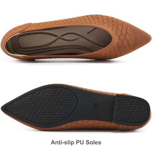 Womens Ballet Flats Dress: Comfortable Pointed Toe Knit Flat for Women - Casual Slip On Walking Shoes