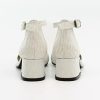 Flower Girls Communion Low Block Dress Cream Shoes Chunky Heels Closed Round Toe Ankle Strap Pump, Size US Little Kid 12