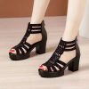 Women's Fashion Tall Thick Heel Design Block Chunky Heels Sandals Square Open Toe Ankle Strap Party Dress Pump Shoes Strappy