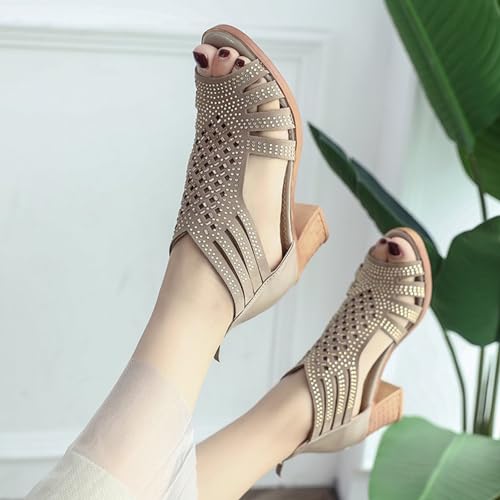 Platform Heels Chunky Block Heels For Women Strappy High Heels Open Toe Heels Pumps Shoes For Wedding Bridal Evening Party