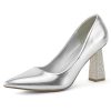 Women's Closed Pointed Toe Pumps Chunky Block High Heel Dress Office Party Wedding Shoes for Women
