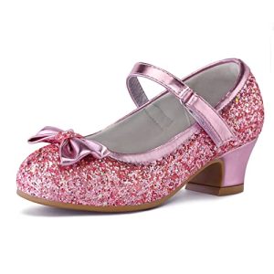 Girl's Dress Shoes Mary Jane Glitter 1.5 in Low Heel Wedding Party Princess Shoes for Toddler/Little/Big Kids