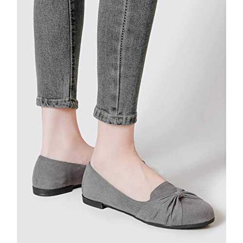 Women's Ballet Flats, Comfortable Round Toe Slip On Flat Shoes Classic Suede Office Dress Shoes for Work