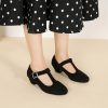Women's T-Strap Mary Jane Pumps Low Chunky Heel Wedding Dress Shoes