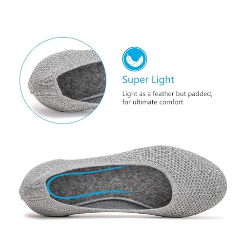 Women’s Ballet Flat Shoes Knit Dress Shoes Round Toe Slip On Ballerina Flats for Woman Low Wedge Comfort Soft