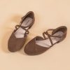 Women's Ankle Strap Flats - Comfortable Round Toe Dress Shoes with Adjustable Buckle, Criss-Cross Design for Work, Wedding,