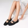 Flats for Women Square Toe Ballet Flats Cross Strap Comfortable Arch Support Dressy Knit Flats for Women Mary Jane Flats Slip On