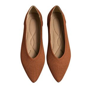 Women's Flats Shoes Pointed Toe Knit Ballet Comfortable Dressy Slip On Flat